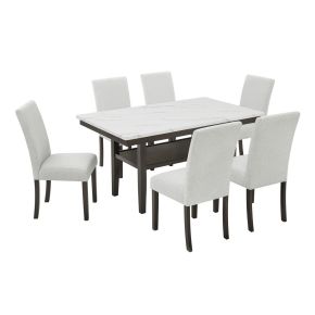 New Classic 40-D422-D6C New Classic 40-D422-D6C Carissa - Rectangle Dining Table With 6 Chairs - White
