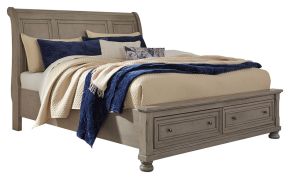 Ashley Furniture B733B9 Ashley Furniture B733B9 Lettner - California King Sleigh Bed With Storage - Light Gray