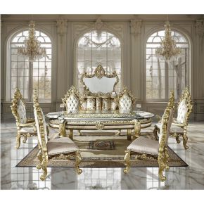 ACME DN60000 Desiderius - Dining Table - Antique Gold & Hand-Painted Brown