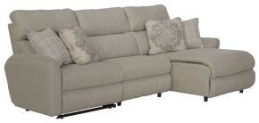 Catnapper 626/16/14/13-46 McPherson - 3 Piece Power Reclining Sectional With 1 RSF Lay-Back Chaise And 1 Lay-Flat Recliner - Beige