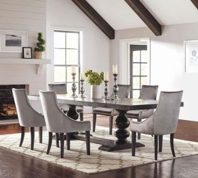 CoasterEssence 121231-S7G Phelps - 7 Piece Rectangular Dining Table Set - Distressed Noir