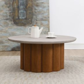 ACME LV03025 Evelyn - Coffee Table - Faux Concrete Top & Walnut Finish