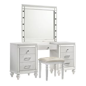 New Classic 02-9698W-VMS Valentino - Vanity Table & Mirror & Stool - White