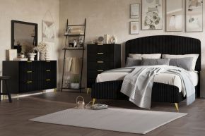 New Classic 00-4378K-34C Kailani - 5/0 Queen 4 Piece Bedroom Set (Bed, Dresser, Mirror, Chest) - Black