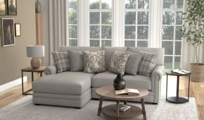 Jackson 3345/75/42-26 Livingston - 2 Piece Sofa Chaise With Comfort Coil Seating And 6 Accent Pillows Included (LSF Chaise) - Linen