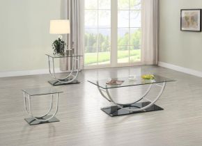 Coaster Fine Furniture 704988-S3 Danville - 3 Piece Glass Top Coffee And End Table Set - Chrome