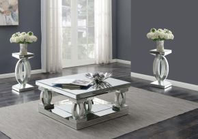 Coaster Fine Furniture 722518-S3 Amalia - 3 Piece Mirrored Coffee And End Table Set - Silver