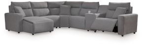 Signature Design by Ashley® 65906S19 Modmax II - 6-Piece Power Reclining Sectional With LAF Press Back Power Chaise And Console - Salt And Pepper