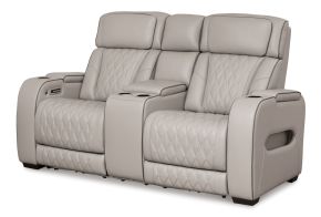 Ashley Furniture U2710518 Boyington - Power Reclining Loveseat with Console/Adj Hdrst - Gray