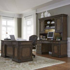 Liberty Furniture 487-HOJ-5JES Amelia - 5 Piece Home Office Jr Executive Set - Antique Toffee