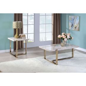 ACME 83105 Feit - Coffee Table - Faux Marble Top & Champagne