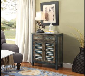 ACME 97253 Glancio - Accent Table - Antique Oak & Teal - 35"