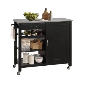 ACME 98317 Ottawa - Kitchen Cart - Stainless Steel & Black