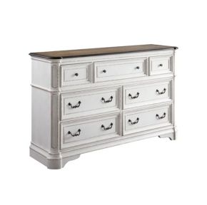 ACME 28725 Florian - Dresser - Antique White & Oak Finish