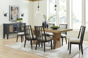 Signature Design by Ashley® D841/45/01(3)/60 Galliden - Light Brown / Black - 8 Pc. - Rectangular Dining Table, 6 Side Chairs, Server
