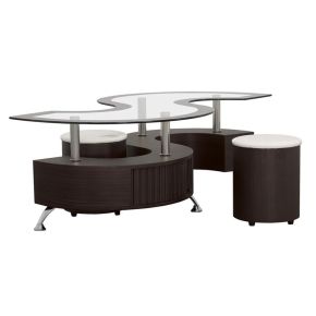 CoasterEssence 720218 Buckley - 3 Piece Coffee Table And Stools Set - Cappuccino