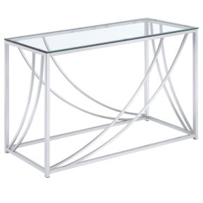 CoasterEssence 720499 Lille - Glass Top Entryway Sofa Console Table Accents - Chrome