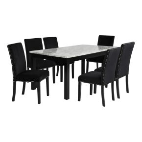 New Classic 40-400-D6C Celeste - Dining Table With 6 Chairs - Black / White