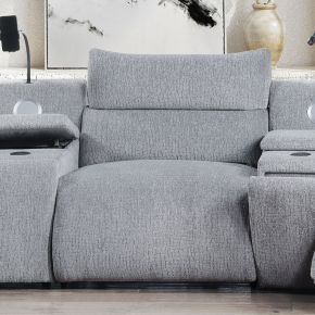 ACME LV03312 Fullar - Modular Power Motion Armless Recliner - Light Gary Chenille