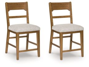 Signature Design by Ashley® D974-224 Cabalynn - Upholstered Barstool (Set of 2) - Oatmeal / Light Brown