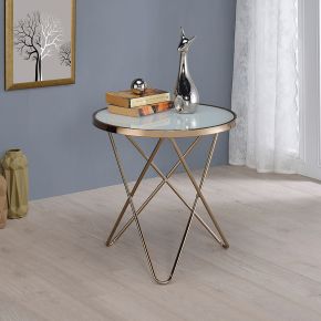 ACME 81827 Valora - End Table - Frosted Glass Top & Champagne