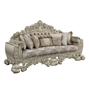 ACME LV01205 Sorina - Sofa - Velvet, Fabric & Antique Gold Finish