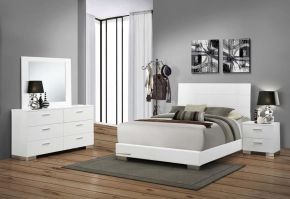 CoasterEssence 203501KW-S4 Felicity - California King 4 Piece Bedroom Set - White High Gloss