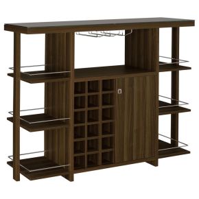 CoasterEveryday 100439 Evelio - 6-Shelf Glass Top Home Bar Wine Cabinet - Walnut