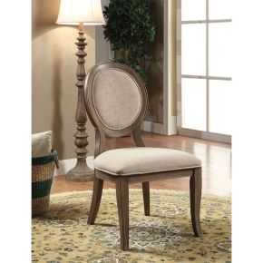 Furniture of America CM3872SC-2PK Kathryn - Side Chair (Set of 2) - Rustic Oak / Beige