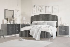 New Classic 00-4378G-35N Kailani - 5/0 Queen 5 Piece Bedroom Set (Bed, Dresser, Mirror, 2 Nightstands) - Gray