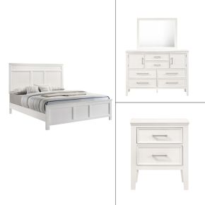 New Classic 00-677W-14N Andover - 6/6 Eastern King 4 Piece Bedroom Set (Bed & Dresser & Mirror & Nightstand) - White