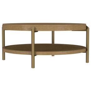 Coaster Fine Furniture 706188 Arini - Round Coffee Table With Storage Shelf - Sand Wash
