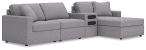 Signature Design by Ashley® 92104S37 Modmax - 4-Piece Sectional With Raf Corner Chaise And Audio System Console - Granite