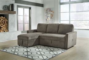 Signature Design by Ashley® 26505/16/45 Kerle - Charcoal - Left Arm Facing Chaise With Pop Up Bed 2 Pc Sectional
