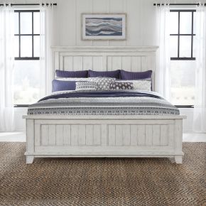 Liberty Furniture 237-BR-KPB River Place - King Panel Bed - Riverstone White & Tobacco