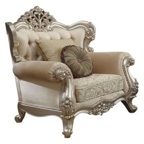 ACME 50662 Bently - Chair With 2 Pillows (Same Lv01581) - Fabric & Champagne