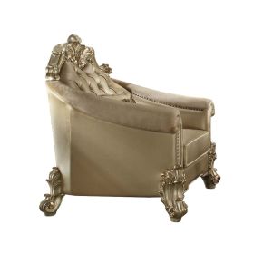 ACME 53122 Vendome II - Chair With Pillow - Bone Synthetic Leather & Gold Patina