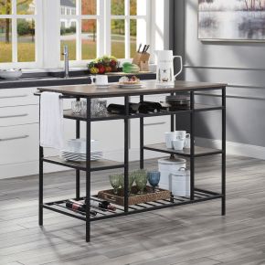 ACME AC00325 Lona - Kitchen Island - Rustic Oak & Black