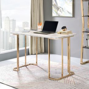 Furniture of America CM-DK919WH Delphine - Desk - Gold / White