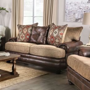 Furniture of America SM5148-LV Fletcher - Loveseat - Brown / Tan
