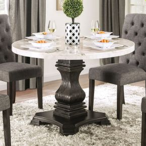 Furniture of America CM3755RT-TABLE Elfredo - Round Table - White / Antique Black