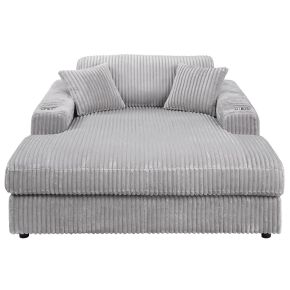 ACME LV03681 Hilde - Chaise With 2 Pillows - Light Gray Corduroy