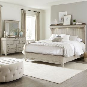 Liberty Furniture 457-BR-CKMDM Ivy Hollow - 3 Piece Bedroom Set (California King Mantle Bed, Dresser & Mirror) - White
