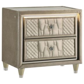 Coaster Fine Furniture 222662 Lorient - 2-Drawer LED Nightstand With USB - Ivory And Camel