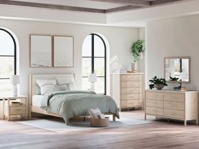 Signature Design by Ashley® B2615/231/36/57/54/B100-13 Cadmori - 5 Pc. - Dresser, Mirror, Queen Upholstered Panel Bed - Two-tone