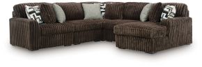 Signature Design by Ashley® 98104S22 Midnight-Madness - 5-Piece Sectional With RAF Corner Chaise - Chocolate