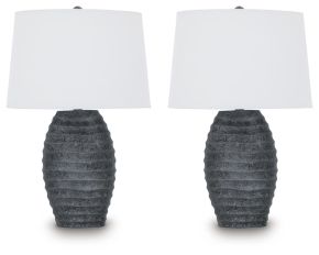 Ashley Furniture L243684 Caronick - Poly Table Lamp (Set of 2) - Antique Silver Finish