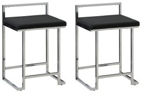 Signature Design by Ashley® D275-624 Madanere - Black / Chrome Finish - Upholstered Stool (Set of 2)