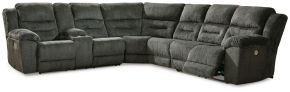 Signature Design by Ashley® 44101S3 Nettington - Smoke - 4-Piece Power Reclining Sectional With Laf Pwr Rec Loveseat W/Console