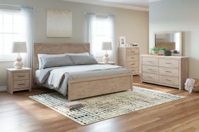 Signature Design by Ashley® B1191/31/36/71/96/92(2) Senniberg - Light Brown / White - 6 Pc. - Dresser, Mirror, Queen Panel Bed, 2 Nightstands